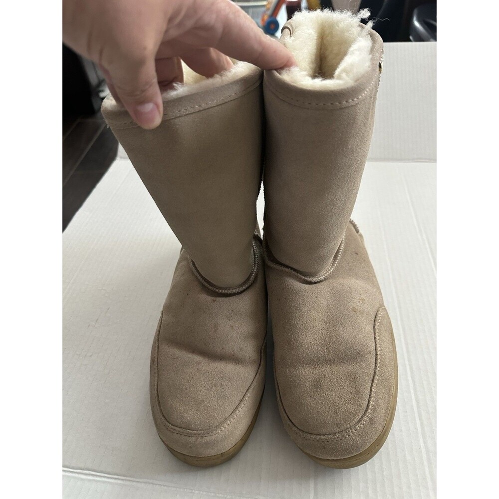 Bearpaw Genuine Suede Mid-Calf Boots Sheepskin Lining Iced Coffee 11 M